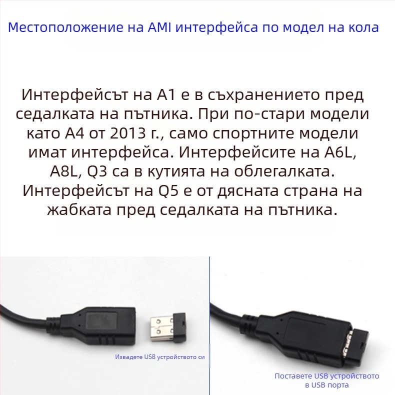 Подходящ за Audi Volkswagen Mercedes-Benz AMI автомобилен USB ADM кабел за данни A4L A5 A8 Q5 Музикален интерфейс Аудио
