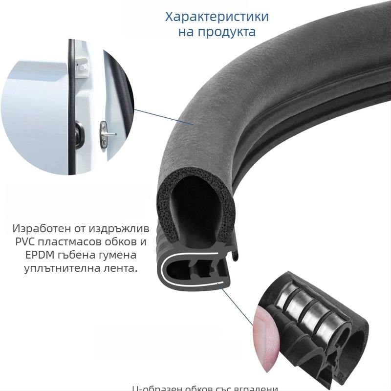 U-образна рамка, странична мехурчеста уплътнителна лента за автомобил, уплътнителна лента за врата на автомобил, гумена уплътнителна лента за декорация на ръб на вратата на автомобила