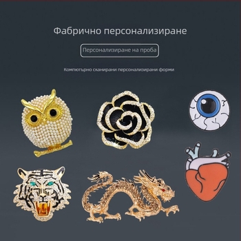 Брошка по поръчка, частна поръчкова мостра, персонализирана седемизмерна петелементна корсажна аксесоари за облекло, OEM