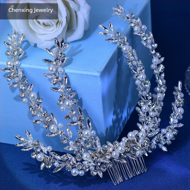 Луксозен гребен за коса Star CX530 Bride Rhinestone, обикновен, лек, сватбен, студио, елегантни аксесоари за коса