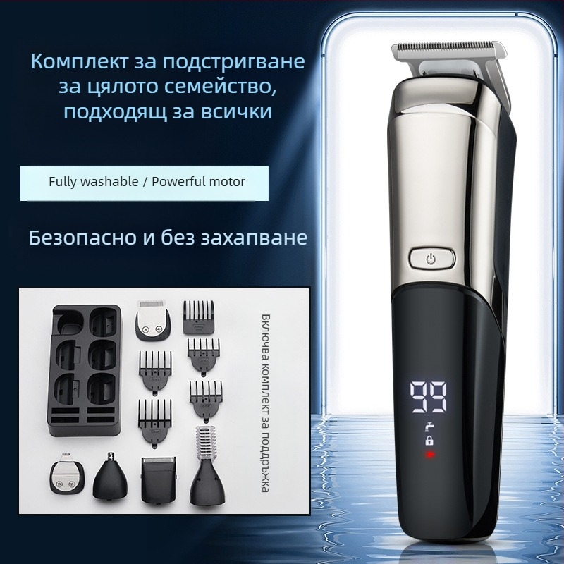 Kemei Lk-900 Нова машинка за подстригване с висока разделителна способност, цифров дисплей, комплект за бръснене и фризьорство, мощна електрическа машинка за дърворезба