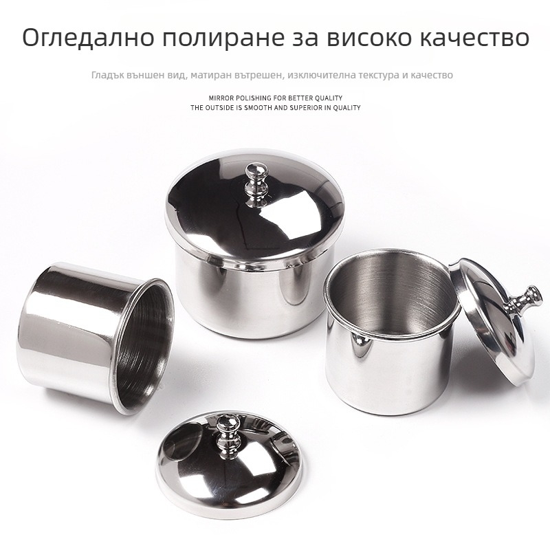 Трансграничен нов комплект от 3 чаши за нокти от неръждаема стомана, чаша от неръждаема стомана, течна чаша от неръждаема стомана, кристална течна чаша за дезинфекция