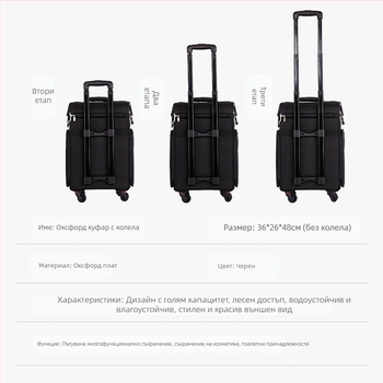 Професионален куфар за грим, куфар за количка, кутия за инструменти за татуировки, маникюр и мигли, куфар за грим от найлон с голям капацитет