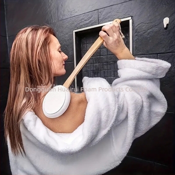 Глава за четка от вълна EVA с дървена дръжка, апликатор за четка за вана с пяна, дървена четка за вана на склад