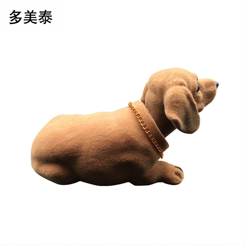 Директна доставка от фабриката на смола, симулирана от флокиране, симулирана от дакел, клатеща глава, орнаменти за кола за кучета, аксесоари за кола, симулирани орнаменти за кучета