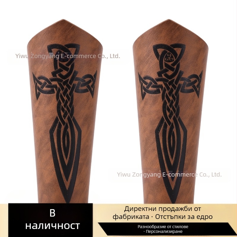 Трансграничен средновековен мъжки кожен гривна за ръце, ретро пънк, карнавален косплей костюм, аксесоари за предпазител за ръка