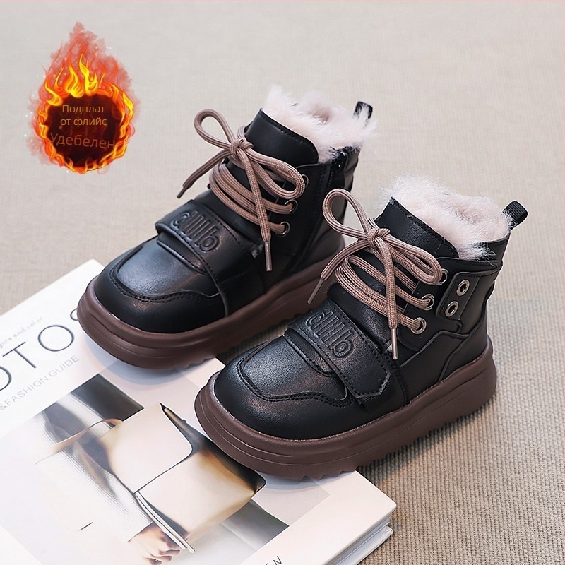 Памучни обувки за момичета, високи големи памучни обувки, нови зимни обувки за момичета 2024, детски ботуши с два памучни ботуша, топли детски обувки