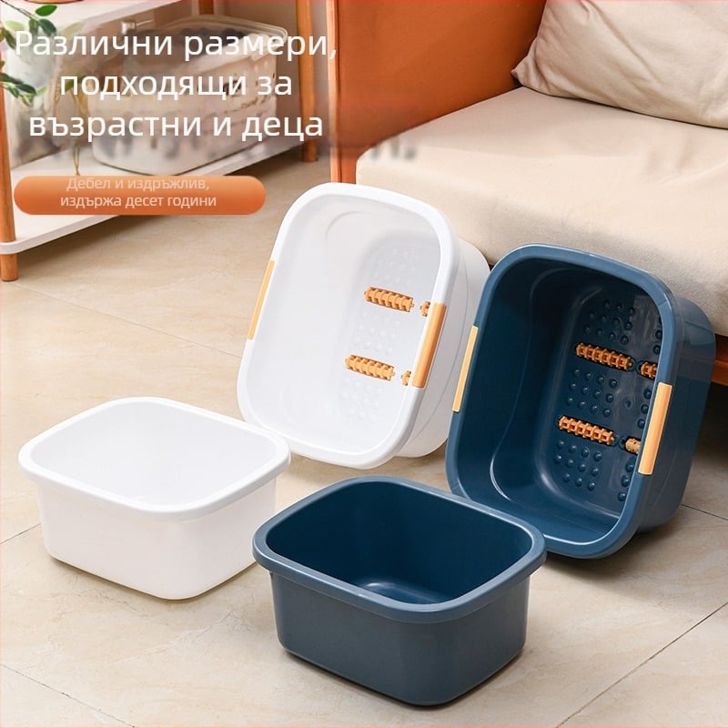 Кофа за вана за крака, специална кофа за вана за крака върху вана за прасци, домашна изолация, масажна кофа за вана за крака с капак, пластмасово удебеляване