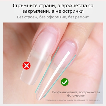 Маникюр за нокти, Екстра дълги заострени нокти, Изтъняващ вид, Ултратънки, Безследни Ноктодържаеми Екстеншъни, Без Гравиране и Шлайфане, За Маникюрни Салони