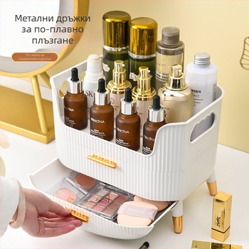 Кутия за съхранение на козметика, достъпна луксозна и висококачествена кутия за съхранение на тоалетка, продукти за грижа за кожата, маска за червило, прахоустойчива стойка за довършителни работи