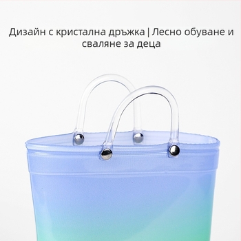 Детски обувки за дъжд Ins Foreign Trade Girls Boots Princess висококачествени дъгови прозрачни средни тръбички неплъзгащи се водни обувки за големи деца