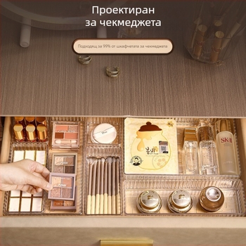 Малка кутия за козметика с отделения, тоалетка за грижа за кожата, чиния за очи, кутия за подреждане, вградена кутия за съхранение на червило