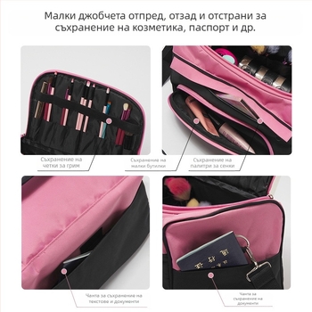 Чанта за грим с множество четки, преносима за жени с голям капацитет, професионална чанта за гримьор и съхранение на грим, инструмент за татуировки