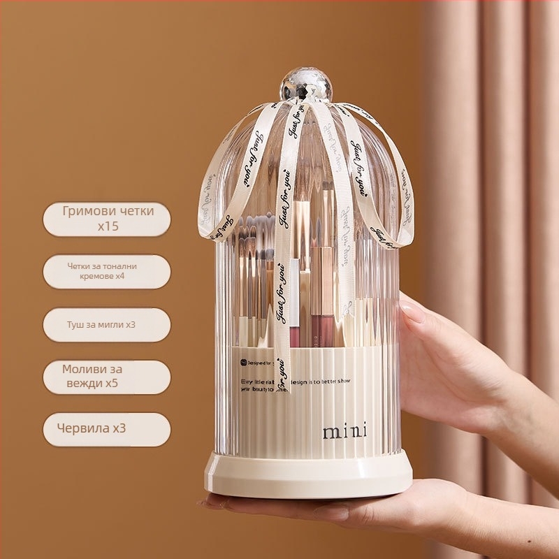 Въртяща се кутия за съхранение на козметика, многослойна цилиндър за съхранение на писалки за вежди, настолна тоалетка, държач за писалки, стойка за червило, различни принадлежности