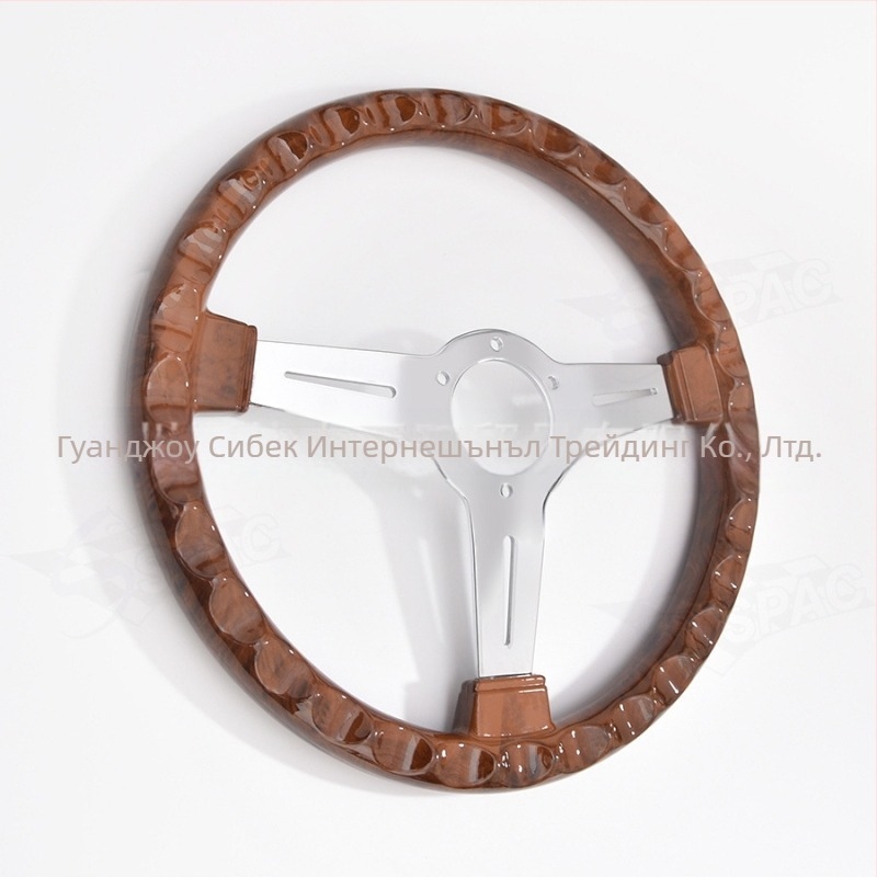 Трансгранична горещо продавана автомобилна модификация 14-инчов волан от прасковено дърво ABS Ретро плосък без лого Универсална модификация