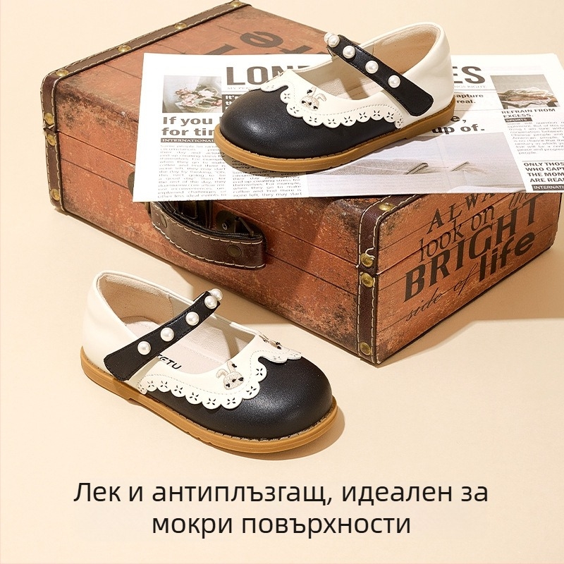 Carter Rabbit 2024 Нови есенни малки кожени обувки в британски академичен стил, обувки Mary Jane Princess, обувки за момчета и момичета, ученически обувки