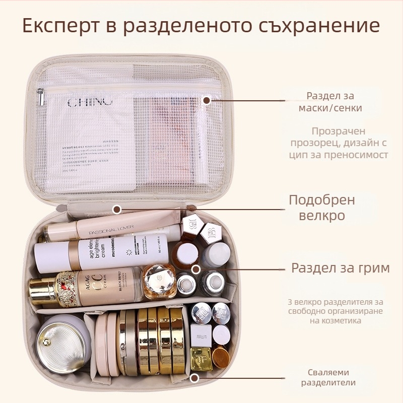 Трансгранична горещо продавана преносима, подвижна, многофункционална козметична чанта с голям капацитет, водоустойчива чанта за съхранение на козметика и тоалетни принадлежности
