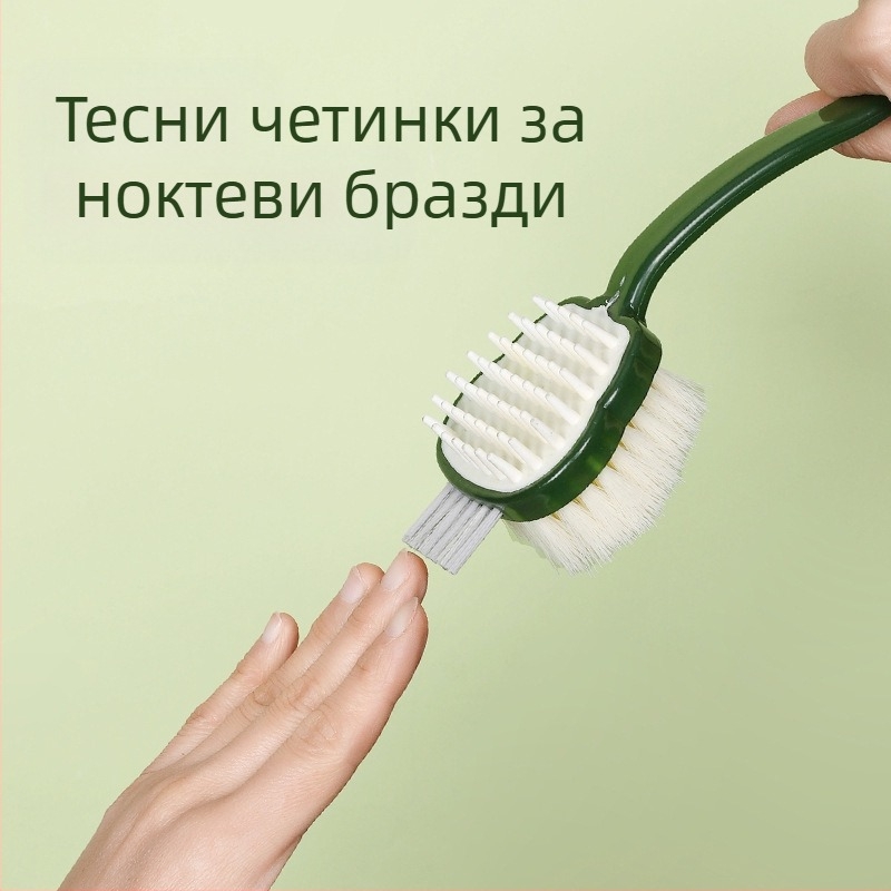 Многофункционална двустранна четка за вана три в едно, четка за вана с артефакт за триене на гърба, дълга дръжка, мека коса, мързелива мека четка за вана