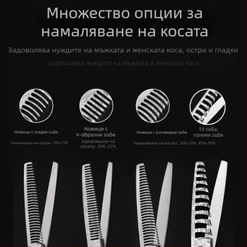 Дамаски модел професионални бръснарски ножици фризьорски ножици плоско рязане изтъняване фини зъби ножици за подстригване ножици тип „рибена кост“