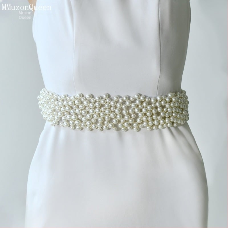Дамски перлен колан Manzhen, модна рокля, декоративен дантелен колан, модна рокля, перлена верига за талия M122