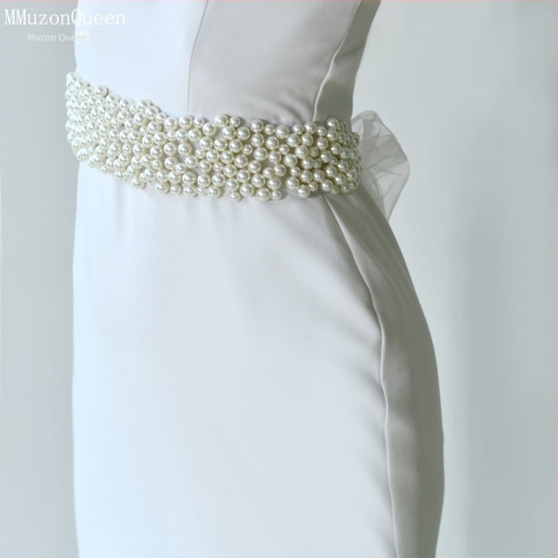 Дамски перлен колан Manzhen, модна рокля, декоративен дантелен колан, модна рокля, перлена верига за талия M122