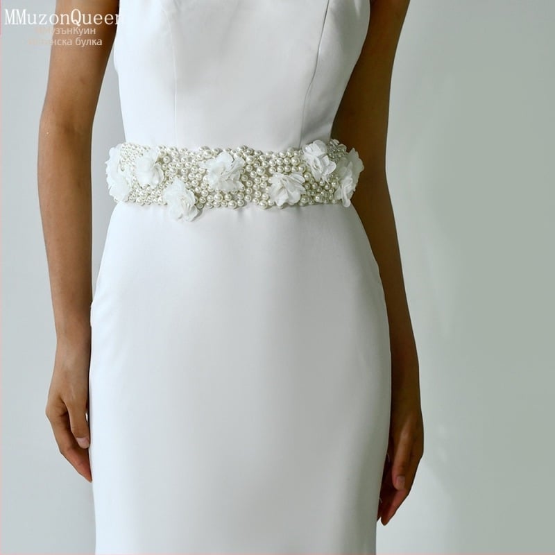 Дамски перлен колан Manzhen, модна рокля, декоративен дантелен колан, модна рокля, перлена верига за талия M122