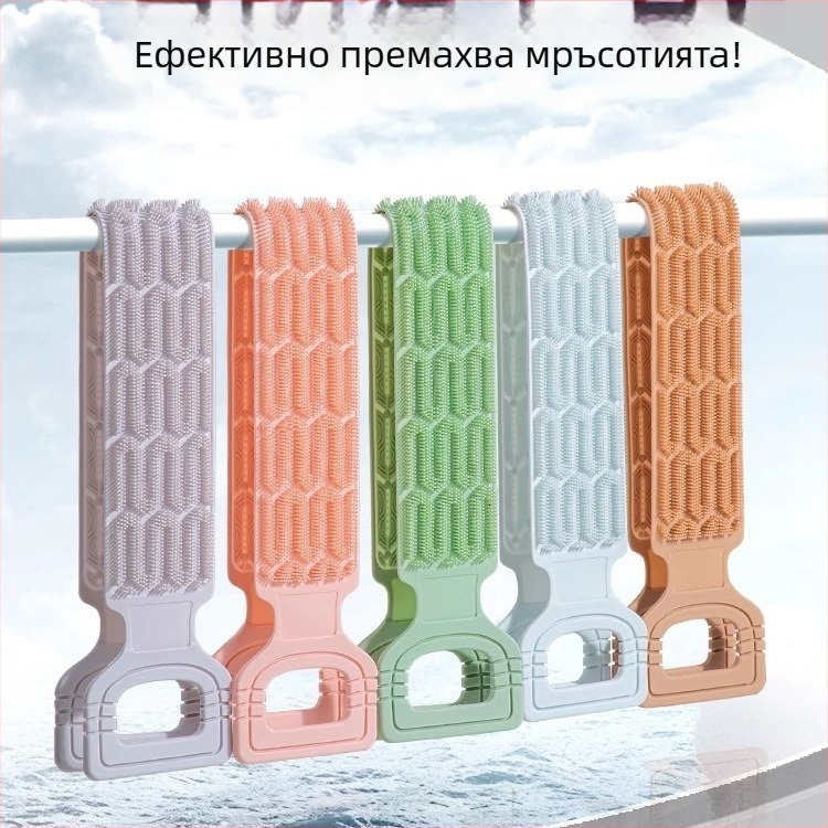 Силиконова кърпа за баня за търкане на гърба, мъжка четка за гръб, премахване на кал, четка за гръб за мъже и жени