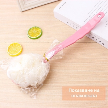 Четка за вана "две в едно" с артефактна форма, дълга дръжка, мека четка за вана, кърпа за баня с топка за вана, четка за гръб, триене на гръб