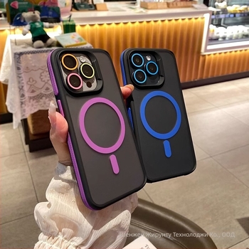 Калъф за iPhone 14 Pro Max, двуцветен магнитен, матов финиш, MagSafe