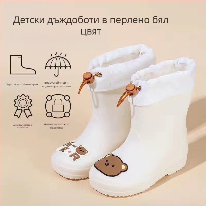 Детски гумени ботуши, Бебешки гумени ботуши с неплъзгаща се подметка за момчета, Учебни ботуши за момичета, Детски водни обувки, Водоустойчиви детски гумени обувки