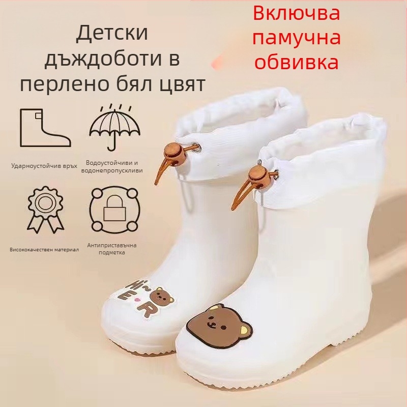 Детски гумени ботуши, Бебешки гумени ботуши с неплъзгаща се подметка за момчета, Учебни ботуши за момичета, Детски водни обувки, Водоустойчиви детски гумени обувки