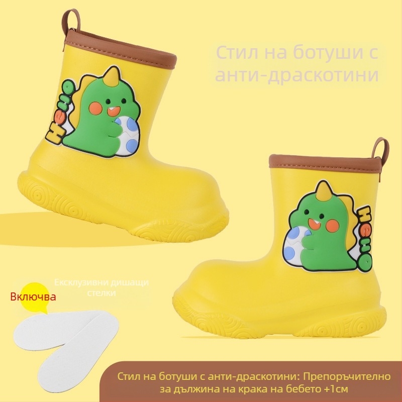 Детски гумени ботуши за момичета 3-12 години, бебешки анимационни EVA връхни обувки, водоустойчиви, неплъзгащи се, мека подметка, среден размер, гумени ботуши за момчета