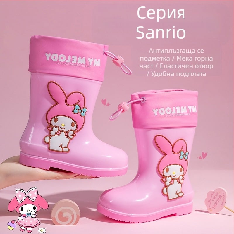 Sanrio Водоустойчиви Beam Kulomi Пролетни и летни детски обувки за дъжд, къси тръбички за открито, неплъзгащи се, четири сезона, бебешки дъждобранчета за момичета