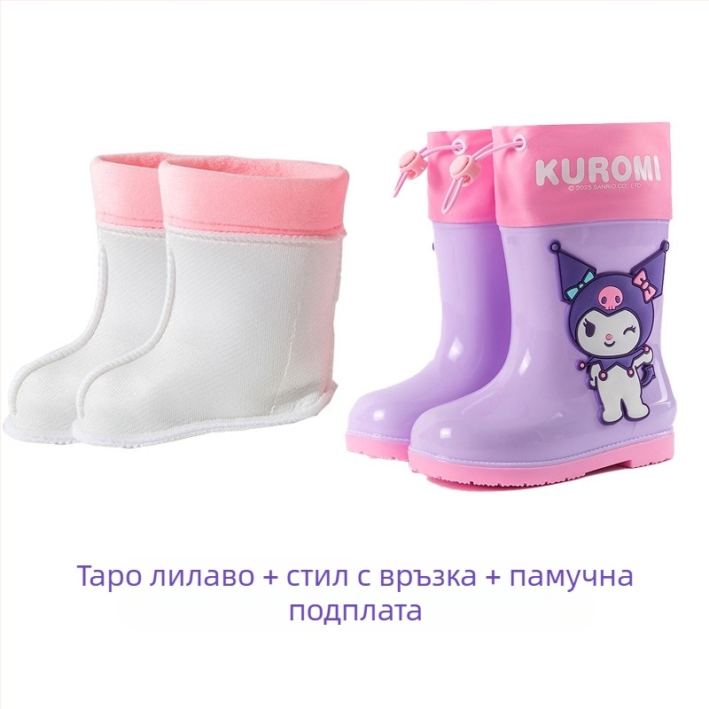 Sanrio Водоустойчиви Beam Kulomi Пролетни и летни детски обувки за дъжд, къси тръбички за открито, неплъзгащи се, четири сезона, бебешки дъждобранчета за момичета