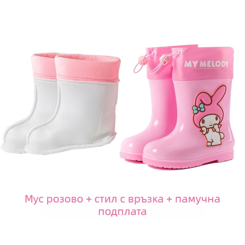 Sanrio Водоустойчиви Beam Kulomi Пролетни и летни детски обувки за дъжд, къси тръбички за открито, неплъзгащи се, четири сезона, бебешки дъждобранчета за момичета