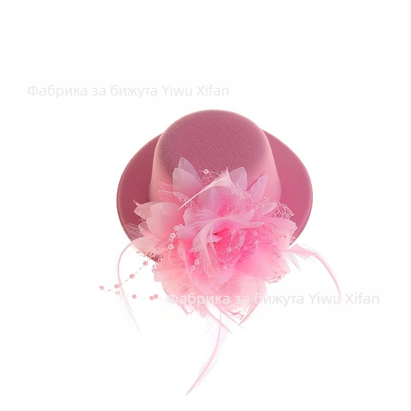 Amazon Xiyin Temu Най-продавани аксесоари за коса с фиби Нова детска шапка с цвете от пера за танци