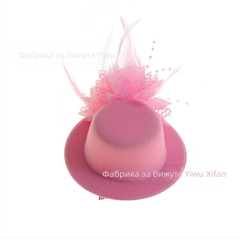 Amazon Xiyin Temu Най-продавани аксесоари за коса с фиби Нова детска шапка с цвете от пера за танци