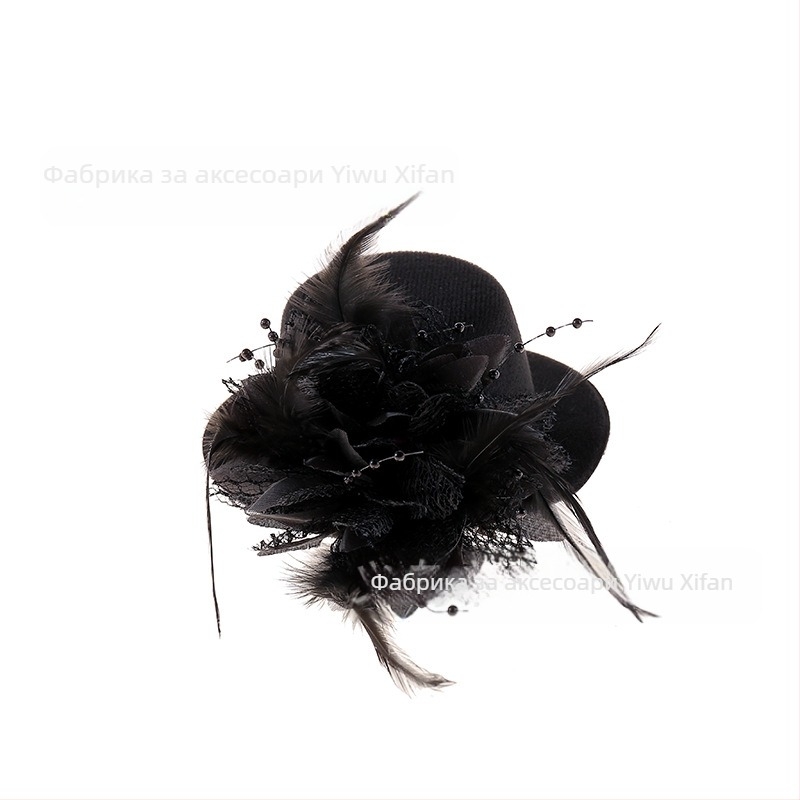 Amazon Xiyin Temu Най-продавани аксесоари за коса с фиби Нова детска шапка с цвете от пера за танци