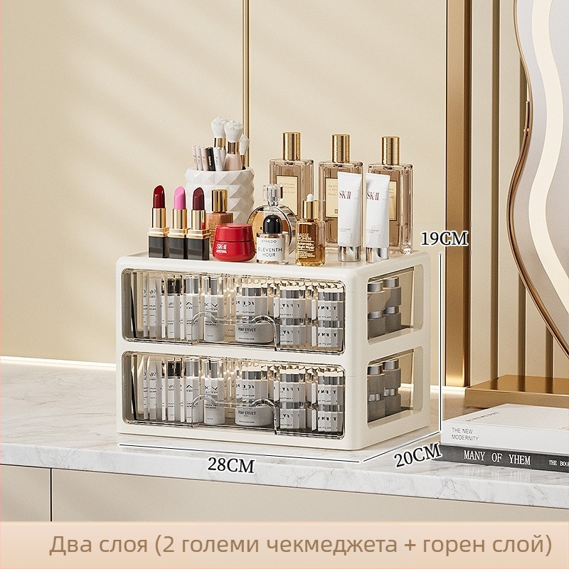 Кутия за съхранение на плот с чекмедже, органайзер за канцеларски материали, офис шкаф, кутия за съхранение на козметика