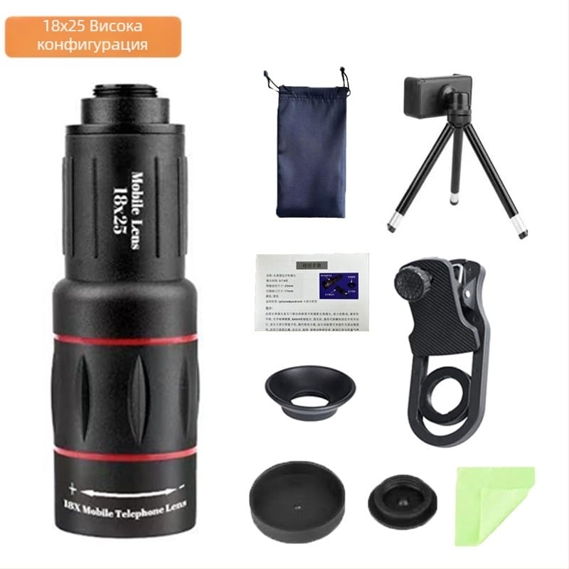 Производител на консумативи Телеобектив за мобилен телефон 18X Монокуляр Универсален телеобектив за концерти, преносим телескоп за фотография
