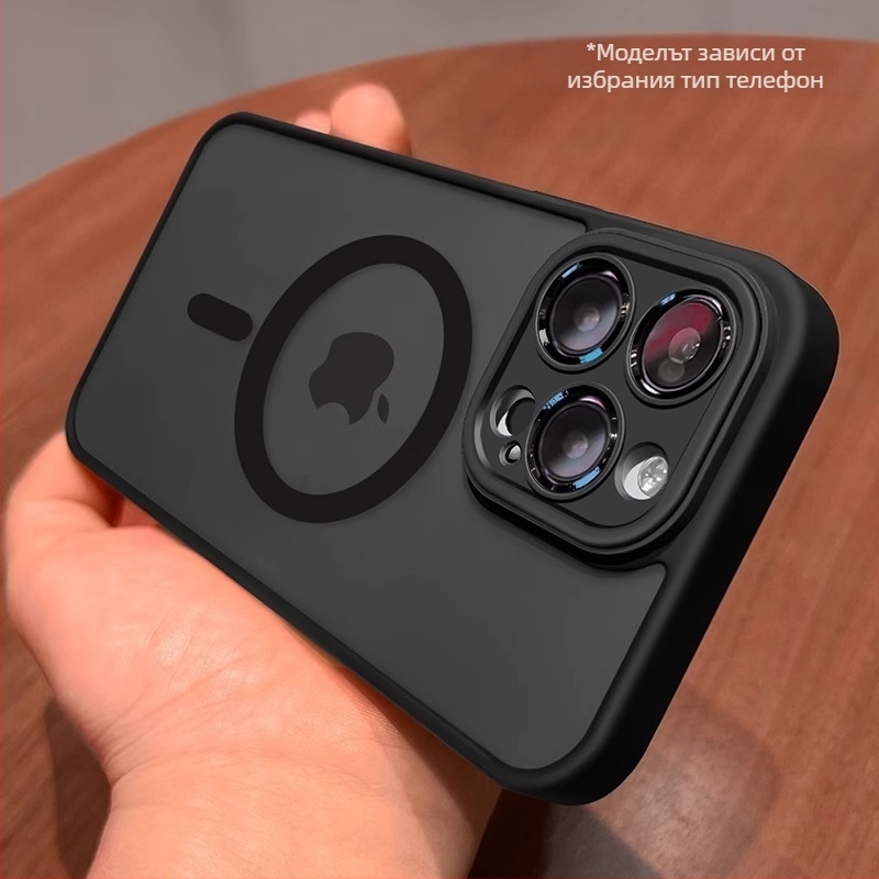 Подходящ за iPhone 17, Apple 14 Pro Max, магнитен, прозрачен, матиран, защитен калъф с пълно покритие и фолио за обектива 15.