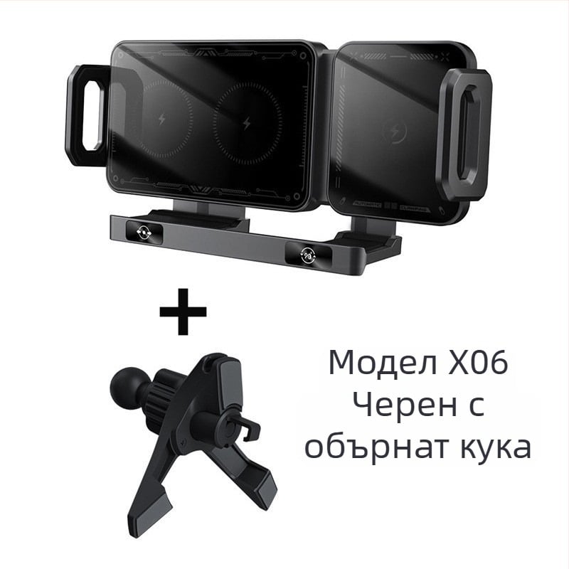 Въртящ се хоризонтален екран за кола с безжично бързо зареждане, навигация, сгъваем държач за мобилен телефон, лого с отпечатан отвор за въздух