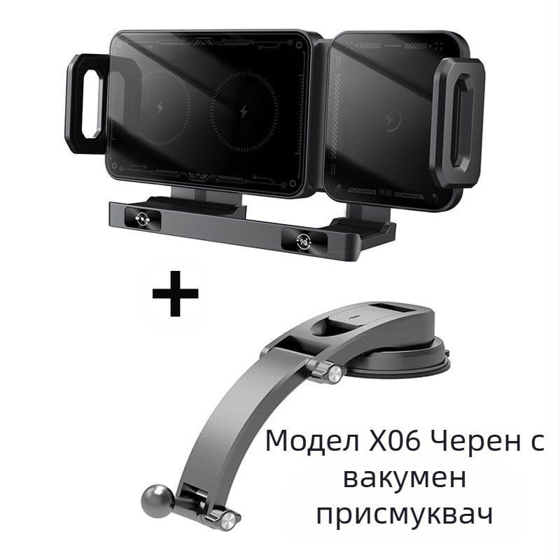 Въртящ се хоризонтален екран за кола с безжично бързо зареждане, навигация, сгъваем държач за мобилен телефон, лого с отпечатан отвор за въздух