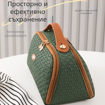 Трансгранична козметична чанта, луксозна чанта за пътуване с голям капацитет, дамска чанта, козметична чанта с двойно отваряне и голям отвор за съхранение