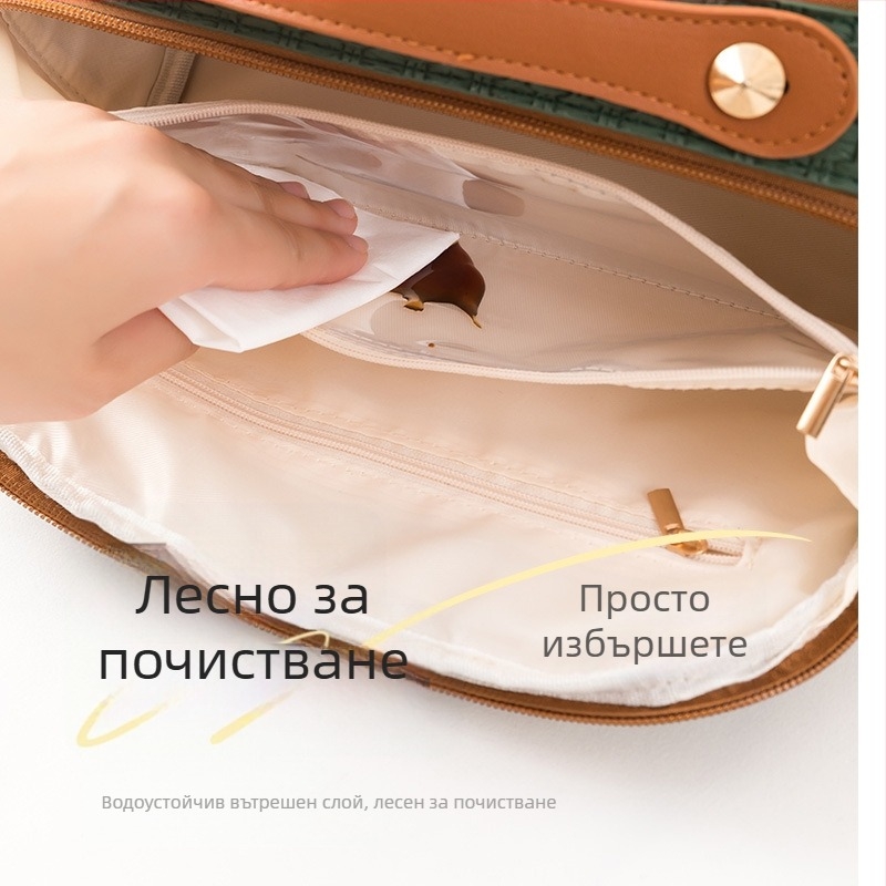 Трансгранична козметична чанта, луксозна чанта за пътуване с голям капацитет, дамска чанта, козметична чанта с двойно отваряне и голям отвор за съхранение