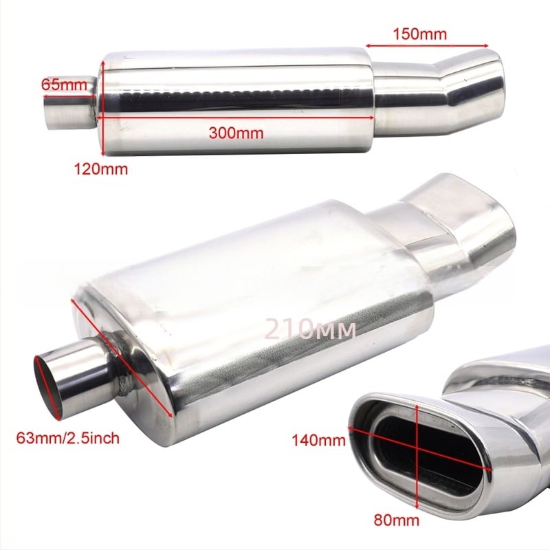Фабрика Директна автомобилна модификация от неръждаема стомана за спортни автомобили звукова вълна универсална изпускателна тръба наклонено оръдие с нисък, тежък и дебел звуков барабан