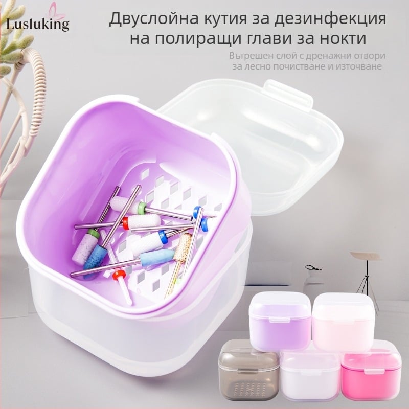 Кутия за дезинфекция и почистване на глави за полиране на нокти, кутия за дезинфекция на инструменти за маникюр, кутия за почистване на филтър и алкохол