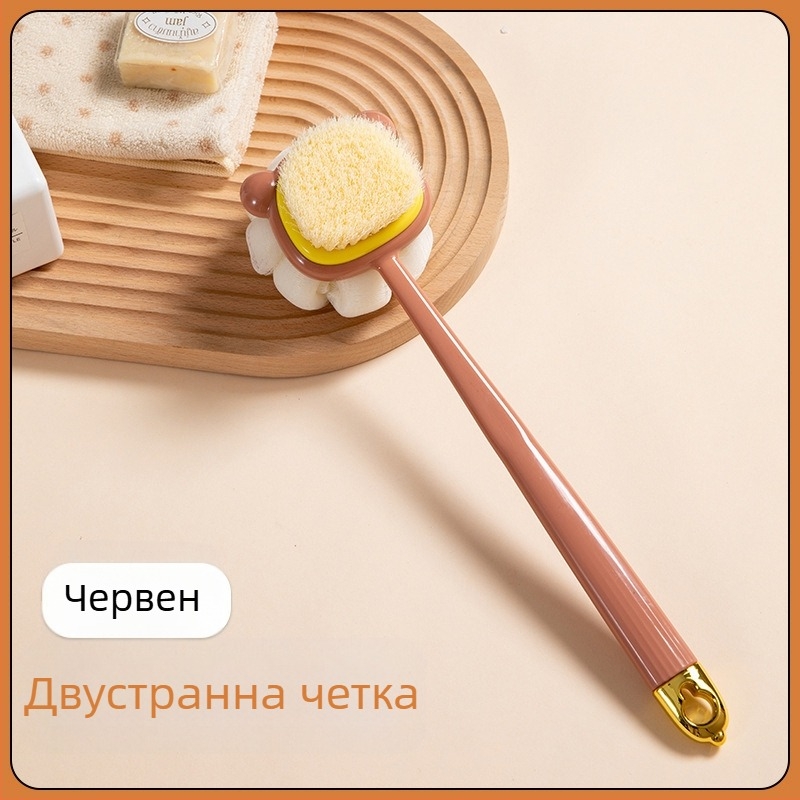 Дълга дръжка, четка за почистване, двустранна мека силиконова четка за вана, четка за почистване на тяло, четка за вана, четка за триене на гръб, четка за артефакти на едро
