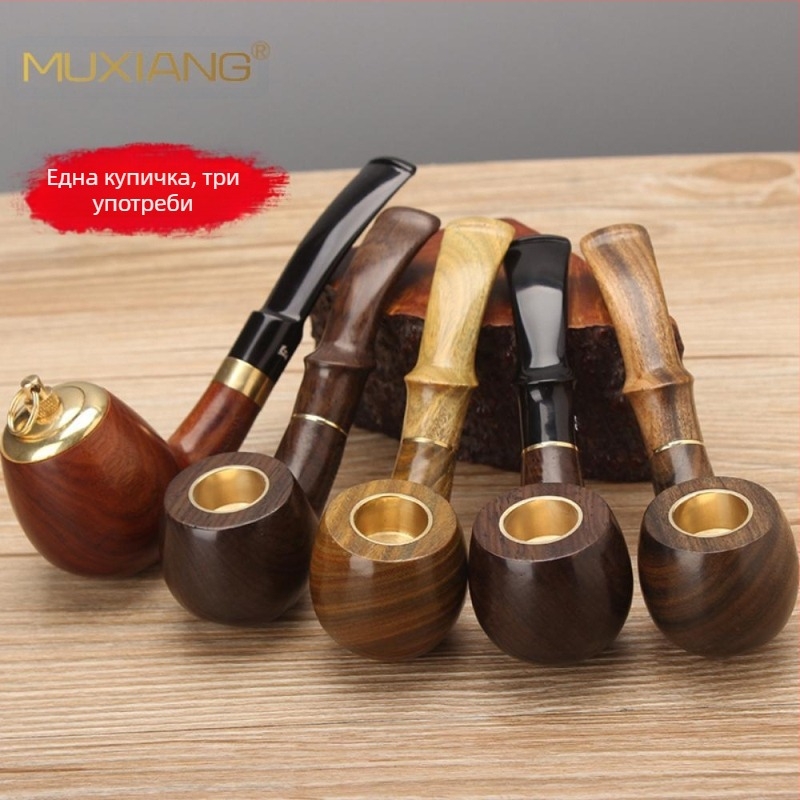 Лула от розово дърво Woody, трифункционална, суха лула, аксесоари за пушене на едро, чанта за тютюн, 9 мм, филтрирана, масивна дървена лула от сандалово дърво
