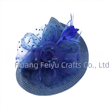 Популярни Amazon Малка шапка за глава Европейски и американски булчински шапки Хелоуин Мрежести аксесоари за коса с пера Жокей клубна шапка